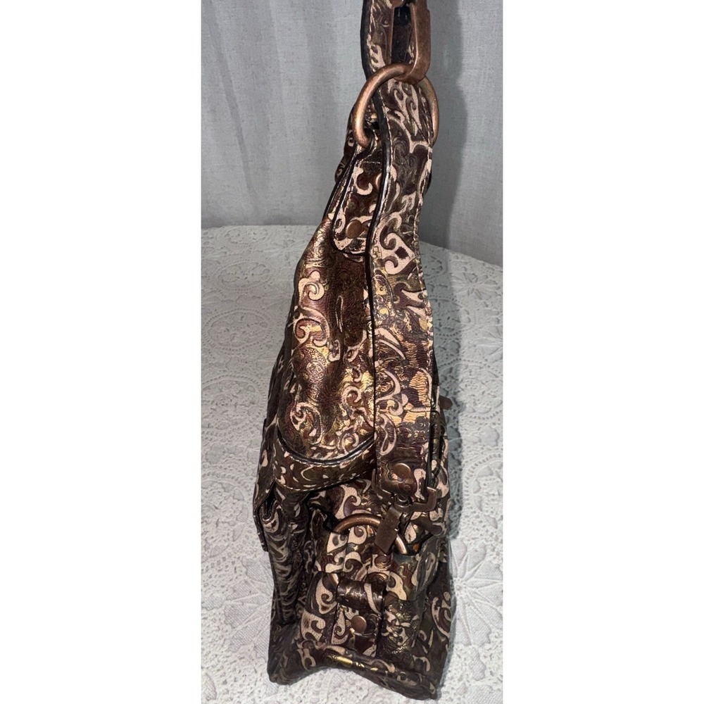 NWOT THE FIND Leather Metallic Paisley Burnout Handbag Shoulder Bag Purse - Picture 6 of 9